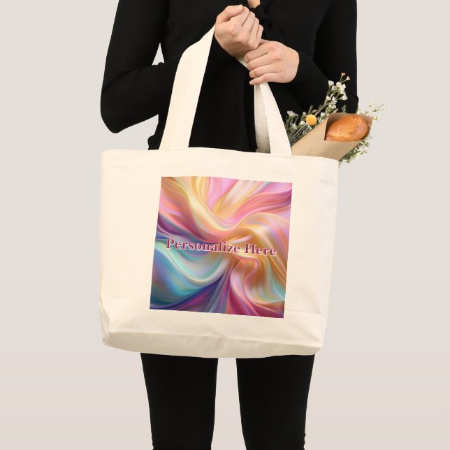 Grand Tote Bag Soie pastel colorée (Devant (produit))