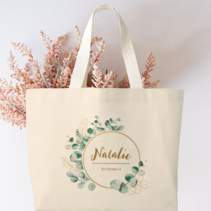 Grand Tote Bag Soirée de luxe élégante or et verdure