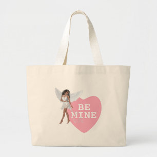 Grand Tote Bag Sois mien Coeur Bonbon Noir Coiffure Angel Design