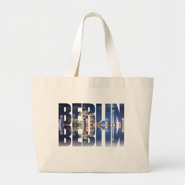 Grand Tote Bag souvenir texte de Berlin (Devant)