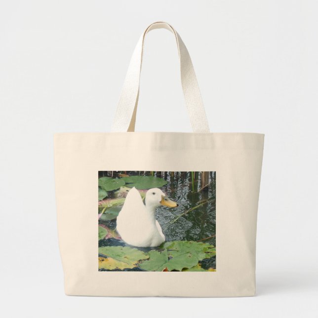 Grand Tote Bag Soyez heureux canard (Devant)