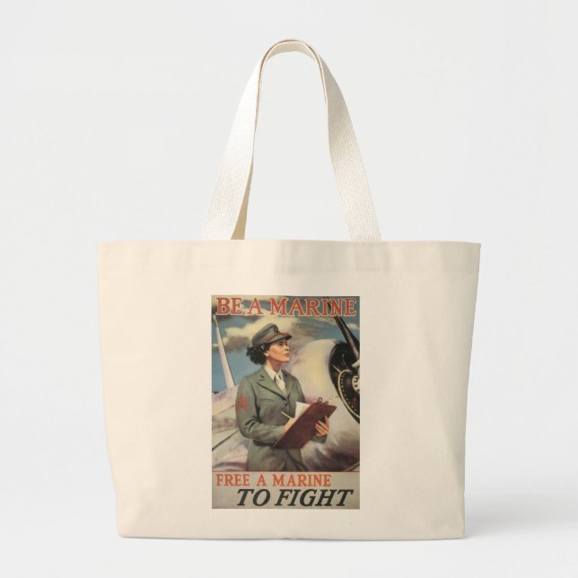 Grand Tote Bag Soyez un marin - Libérez un marin pour combattre (Devant)