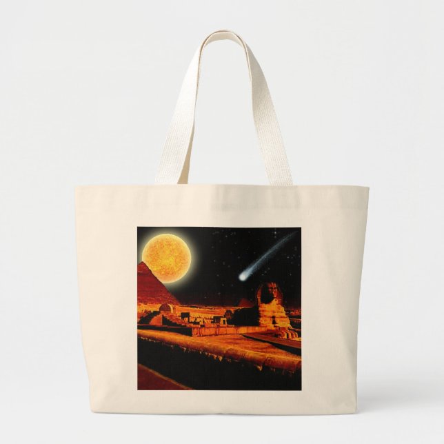 Grand Tote Bag Sphinx & Lune sur égyptienne Giza Pyramides Cadeau (Devant)