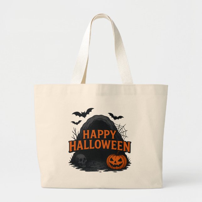 Grand Tote Bag Spooky Cave Halloween Greeting (Devant)