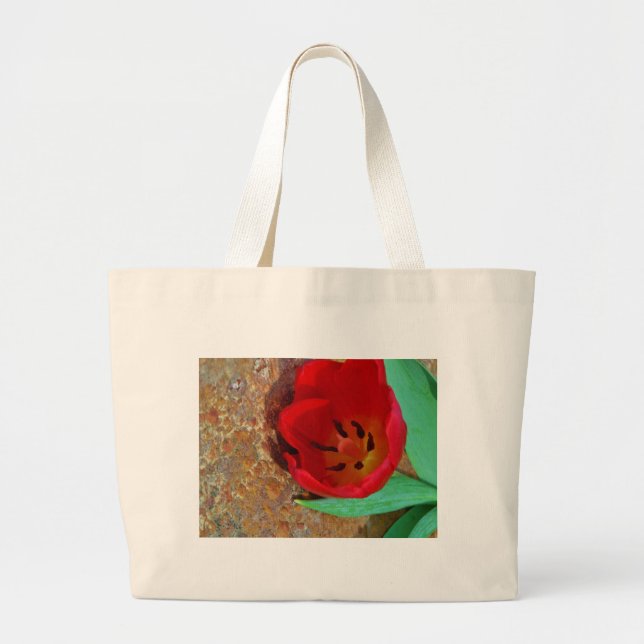 Grand Tote Bag Spring yellow and Red Tulip (Devant)