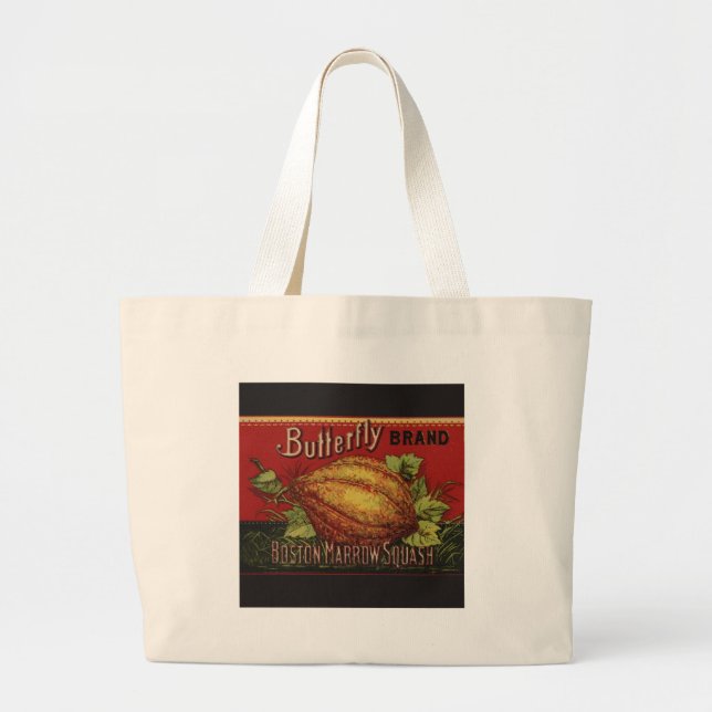 Grand Tote Bag Squash Antique Végétal Étiquette Can (Devant)