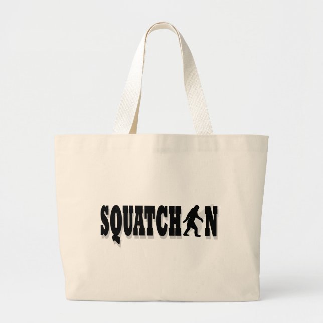 Grand Tote Bag Squatchin, texte noir (Devant)