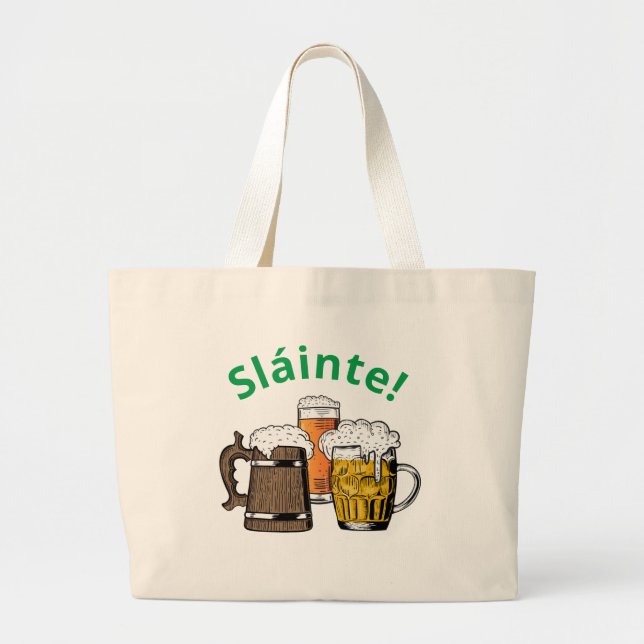 Grand Tote Bag St Patrick's Day Sláinte Beers (Devant)