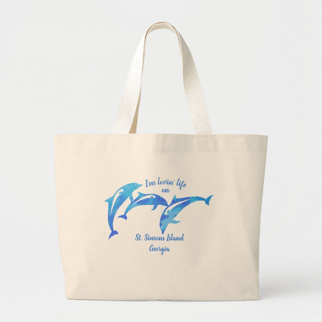 Grand Tote Bag St. Simons Island GA Jouets dauphins (Devant)
