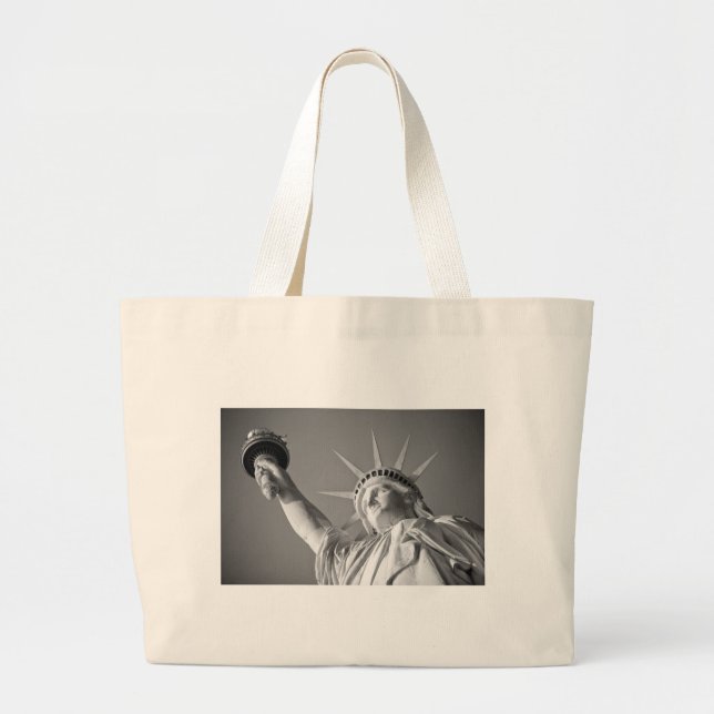Grand Tote Bag Statue blanche noire de la Liberté (Devant)
