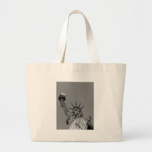 Grand Tote Bag Statue noire et blanche de Liberty New York