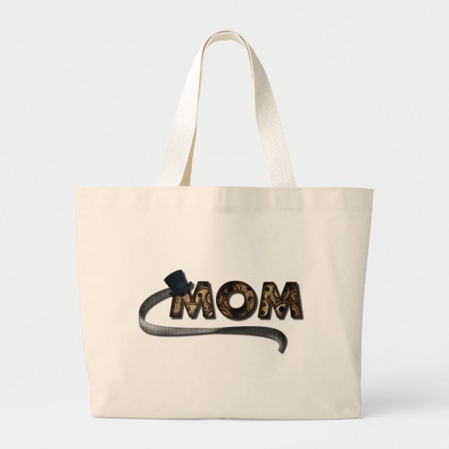 Grand Tote Bag Steampunk Maman Gears et Top Hat (Devant)