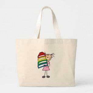 Grand Tote Bag Stick Girl with Books