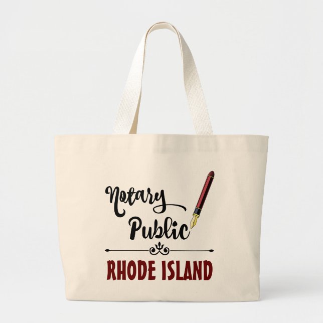 Grand Tote Bag Stylo à encre publique Notaire de Rhode Island (Devant)