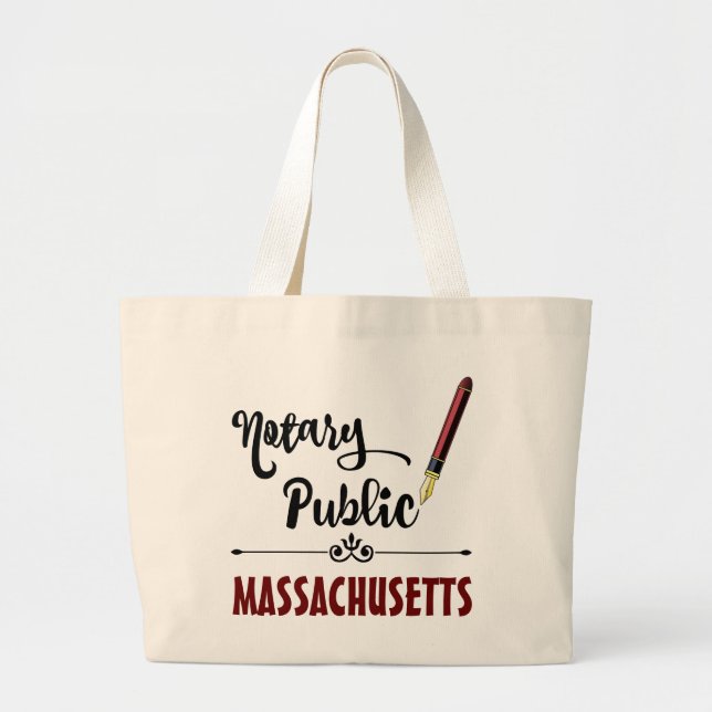Grand Tote Bag Stylo D'Encre Publique Du Massachusetts (Devant)