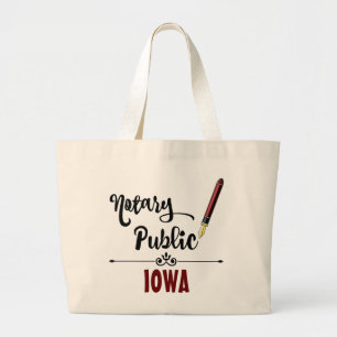 Grand Tote Bag Stylo D'Encre Publique Notaire Iowa