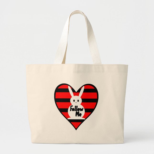 Grand Tote Bag Suivez-moi le lapin blanc (Devant)