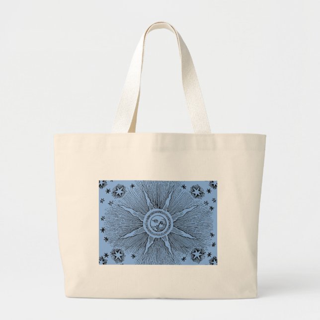 Grand Tote Bag Sun Stars Antique Nuit Ciel Médiéval Zodiac (Devant)
