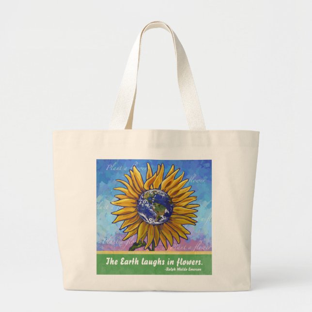 Grand Tote Bag Sunflower Earth Art (Devant)