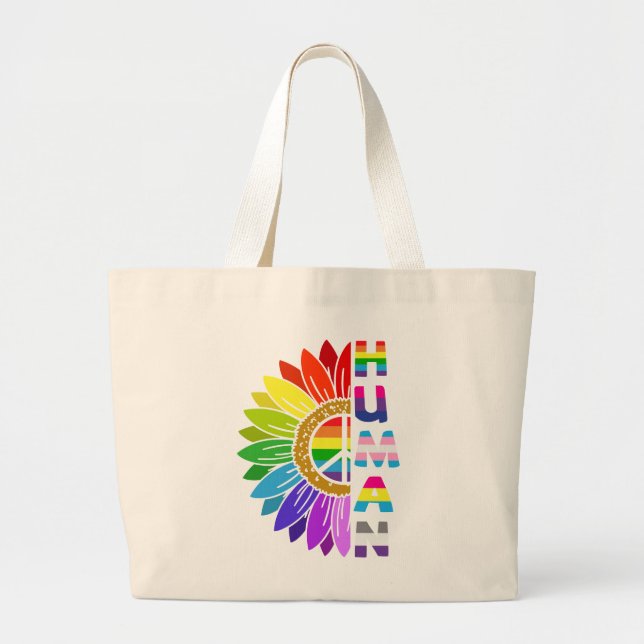 Grand Tote Bag Sunflower Human en couleur arc-en-ciel | LGBTQ | F (Devant)
