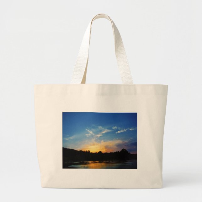 Grand Tote Bag Sunset Mountain Lake (Devant)
