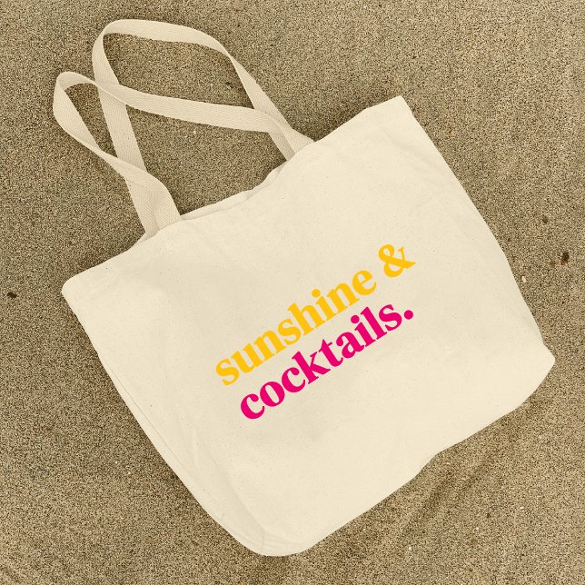Grand Tote Bag Sunshine et Cocktails Plage Vacation (Créateur téléchargé)