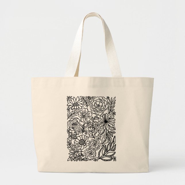 Grand Tote Bag Sunshine Good Times Flower Illustré Fourre-tout (Devant)