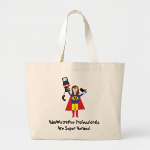 Grand Tote Bag Super héros professionnel administratif (Brunette)