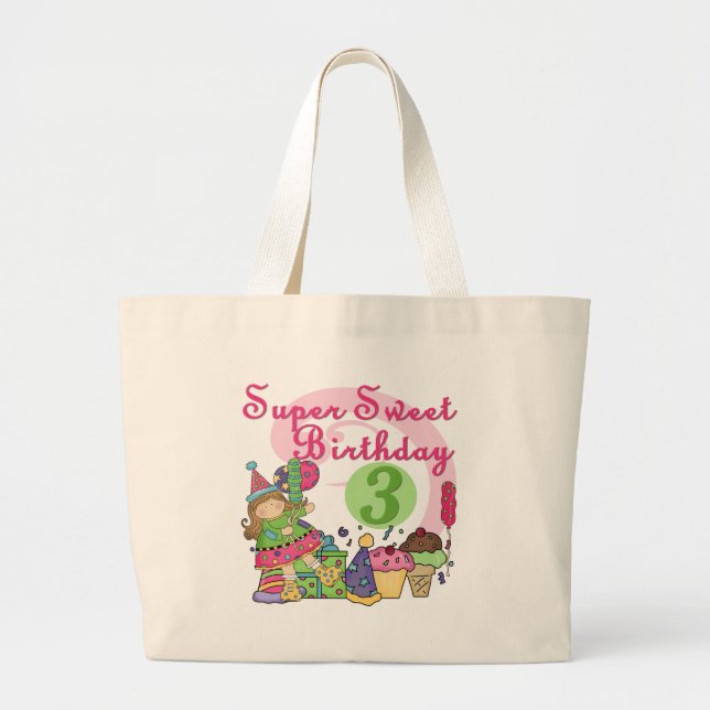 Grand Tote Bag Super Sweet 3ème Anniversaire Tshirts et cadeaux (Devant)