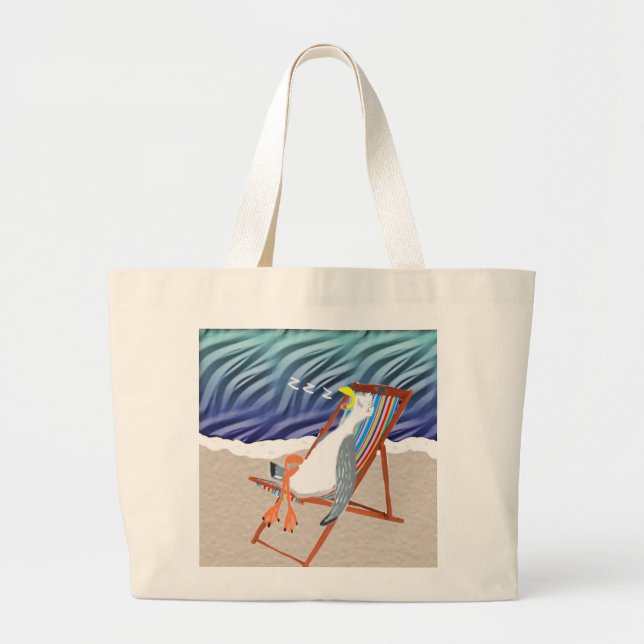 Grand Tote Bag Sur La Plage (Devant)