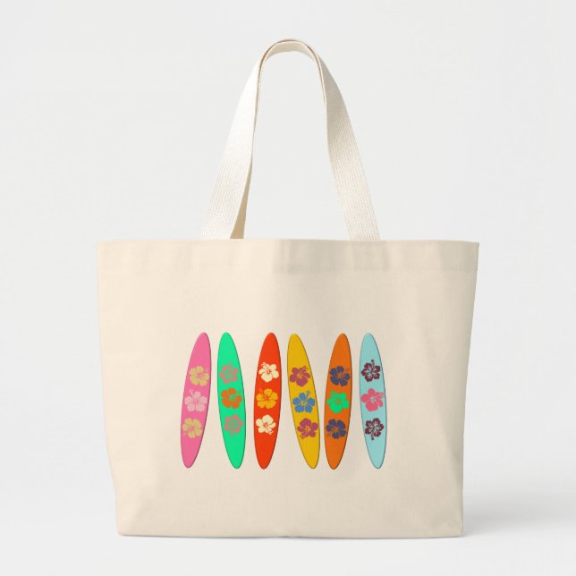 Grand Tote Bag Surfboards fleuris (Devant)