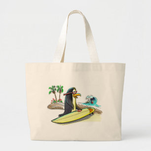 Grand Tote Bag surfer de pingouin