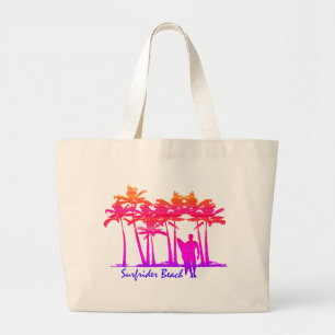 Grand Tote Bag Surfrider Beach Hawaiian Palm Tree Blend