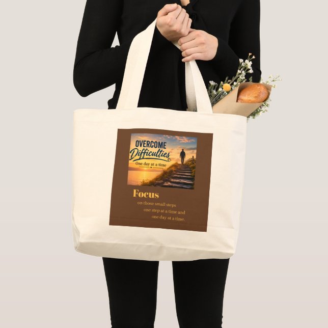 Grand Tote Bag Surmonter les difficultés un jour à la fois (Devant (produit))