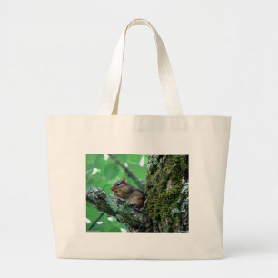 Grand Tote Bag Sweet Chipmunk dans un arbre Vêtements et cadeaux