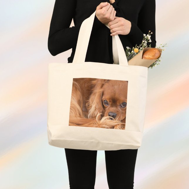 Grand Tote Bag Sweet Ruby Cavalier King Charles Spaniel (Créateur téléchargé)