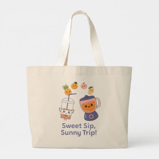 Grand Tote Bag Sweet Sip, Sunny Trip – Kawaii Summer Smoothie