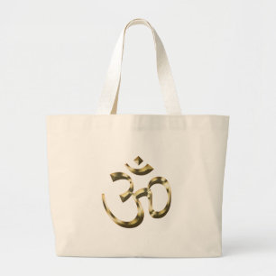 Grand Tote Bag Symbole bouddhiste hindou Yoga or métallique Om