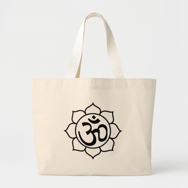 Grand Tote Bag Symbole d'Aum de fleur de Lotus (Devant)