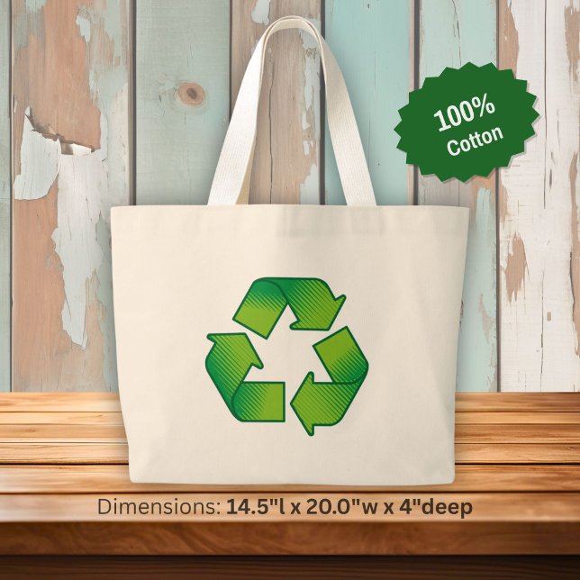 Grand Tote Bag Symbole de recyclage (Créateur téléchargé)