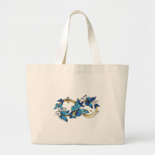 Grand Tote Bag Symbole infini de papillons Morpho bleus