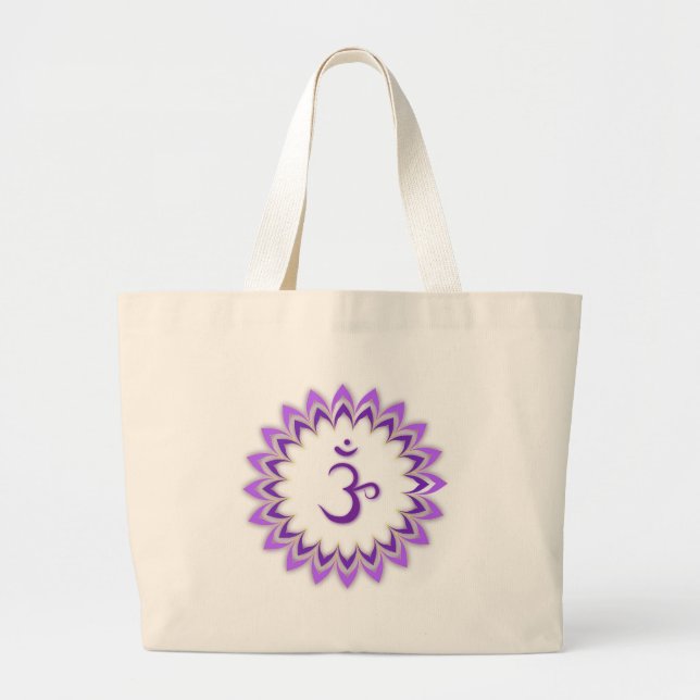 Grand Tote Bag Symbole Om / Chakra Couronne (Devant)