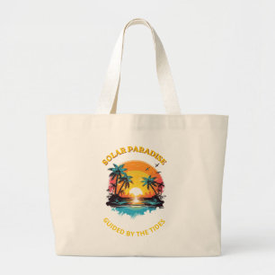 Grand Tote Bag T-Shirt Retro Solar Paradise Guidé par les Marées