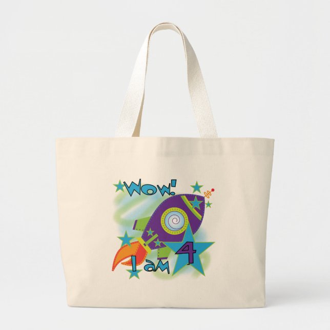 Grand Tote Bag T-shirts et cadeaux 4e anniversaire Rocket Ship (Devant)