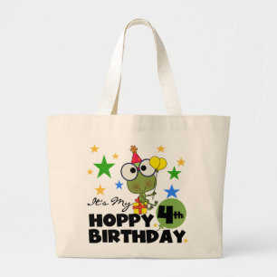 Grand Tote Bag T-shirts et cadeaux 4th Birthday Frog Hoppy