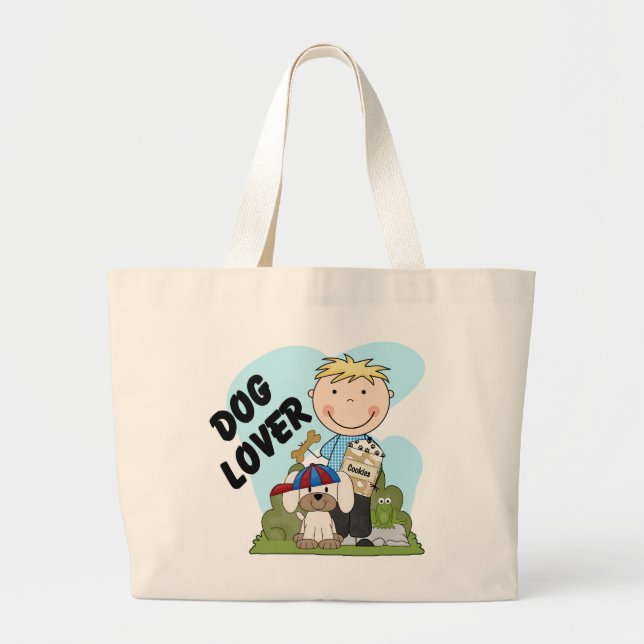 Grand Tote Bag T-shirts et cadeaux blonds de garçon d'amoureux (Devant)