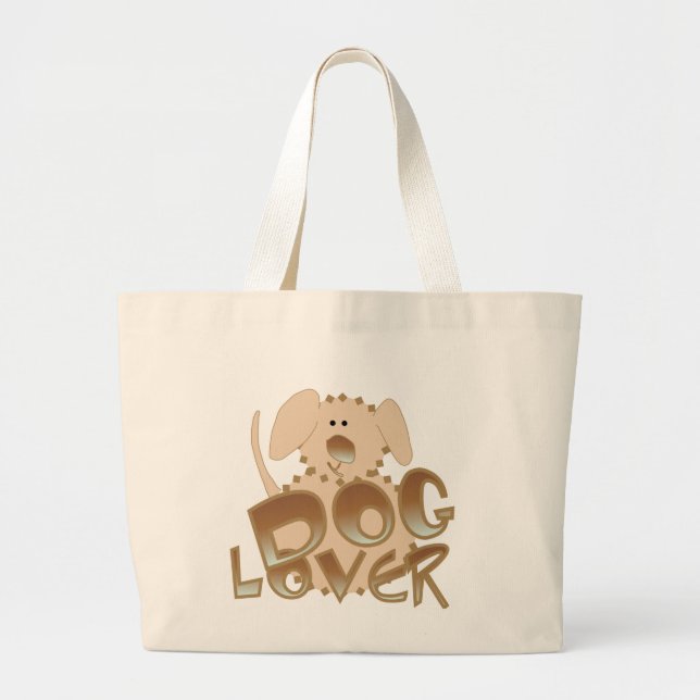 Grand Tote Bag T-shirts et cadeaux d'amoureux des chiens de Brown (Devant)