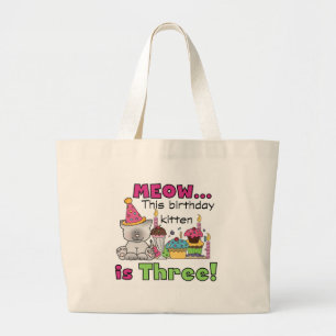 Grand Tote Bag T-shirts et cadeaux d'anniversaire de la 3e Kitten