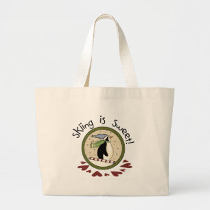 Grand Tote Bag T-shirts et cadeaux de vacances Skiing Penguin