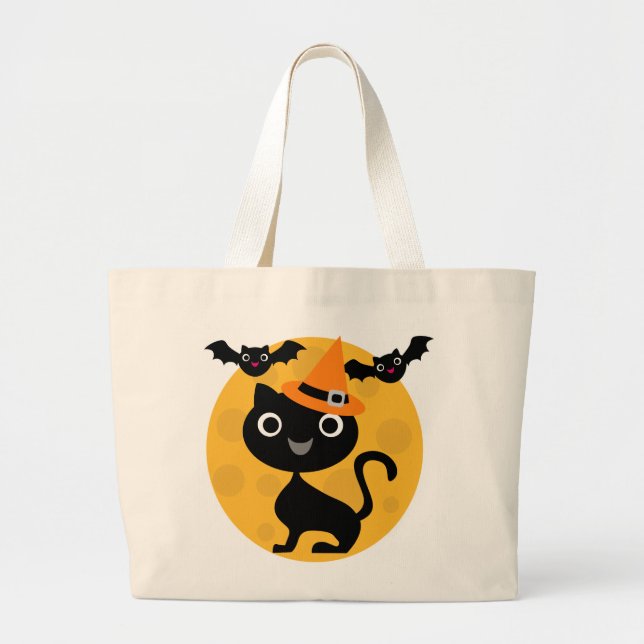 Grand Tote Bag T-shirts et cadeaux Halloween Chats et chauves-sou (Devant)